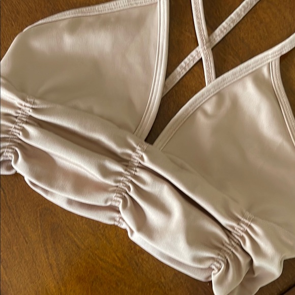 Beige Strappy Ruched Band Bralette - Picture 4 of 4